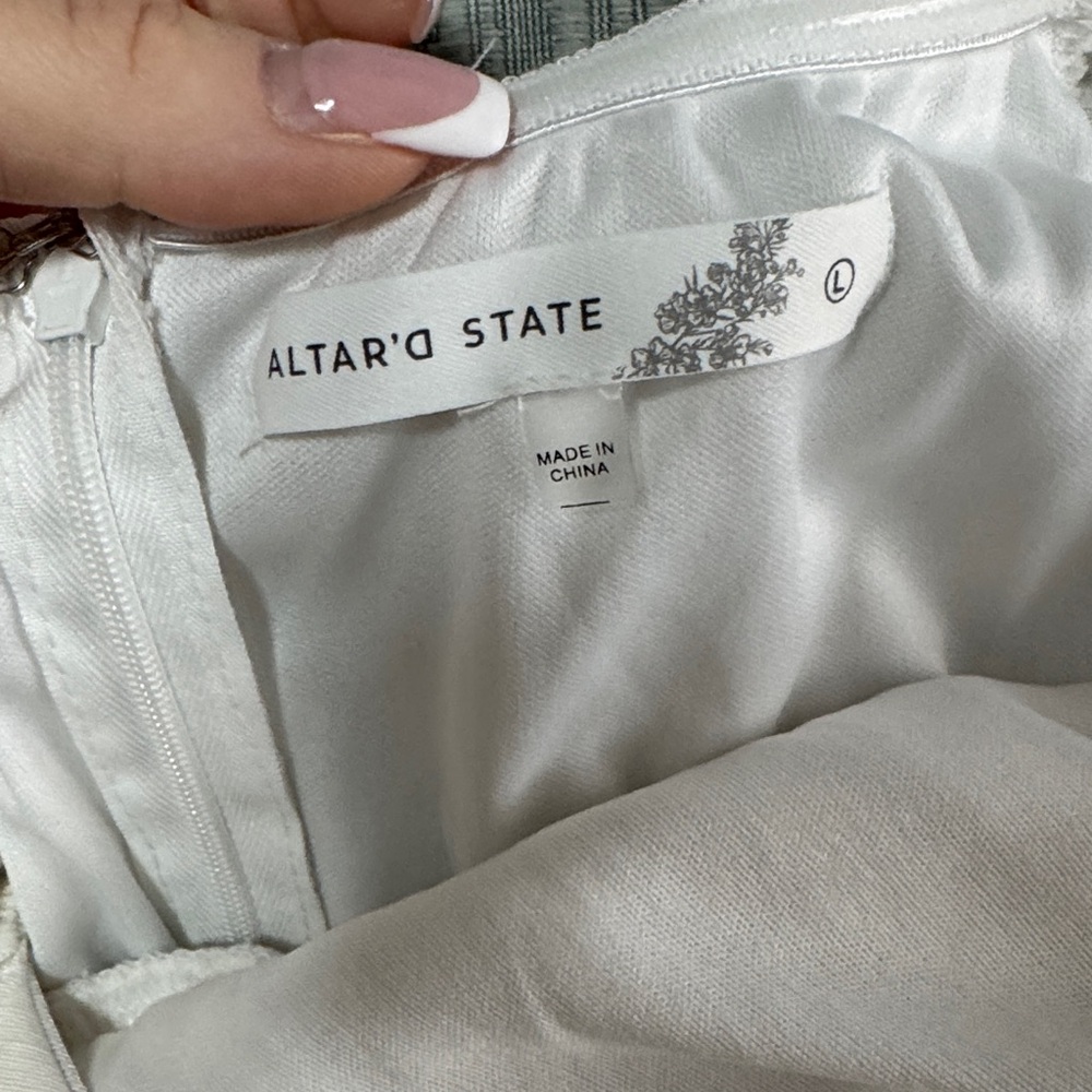 Altar'd State Cream Ruffle Shorts Romper - Picture 3 of 3